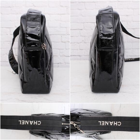 Chanel Black Patent Leather Camera Bag Shoulder Crossbody A4996 - Picture 6 of 11